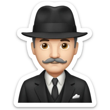 Mobster with Suit with grey mustach and hat sticker