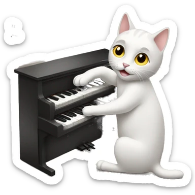Cat playing piano sticker