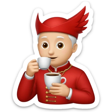 cardinal a cup of coffee sticker