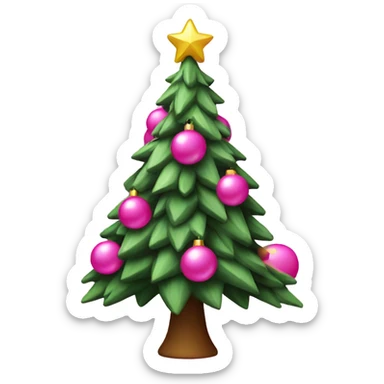 Christmas tree with pink decorations  sticker