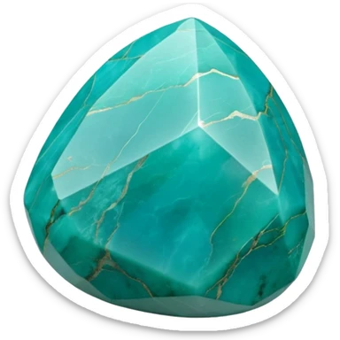 Highly high quality, smooth, clean lines, no emoji icons, highly detailed, ultra realistic, 3D rendering, isolated, turquoise nephrite gemstone crystal  sticker
