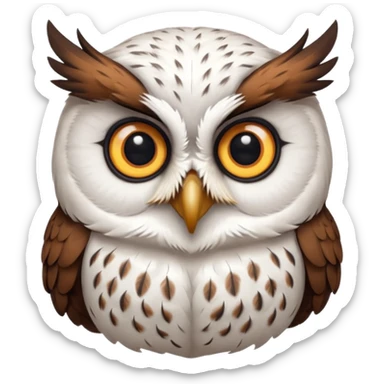 white olw, 45 degree rotate head, questionning sticker