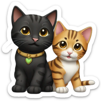 two-cats-bengal-and-cat-black-kitten-together sticker