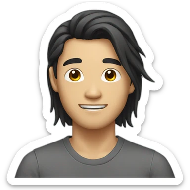asian guy with long hair and tatoos sticker
