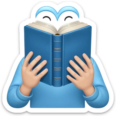 emoji hands holding a monochromatic pastel blue bible sticker