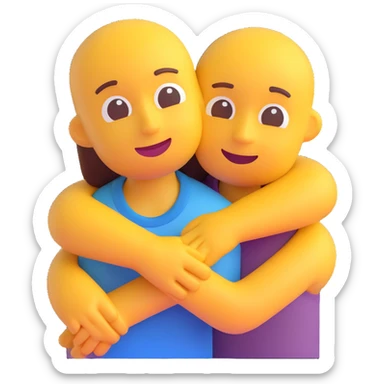 two friends hugging, 3D emoji style sticker