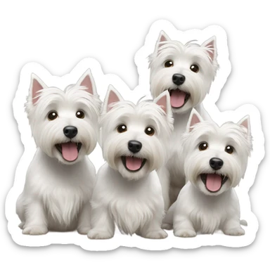 3 happy westie dogs sticker
