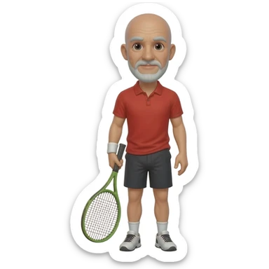 Tennis player adult black bald male white short beard and mustache sticker