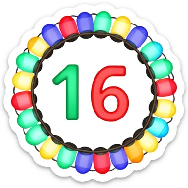 the numbers "1637" with Christmas lights wrapping it sticker