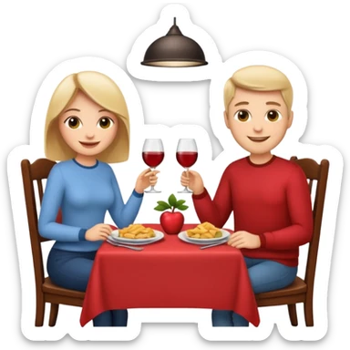 apple style emoji, couple having a romatic dinner date at home sticker