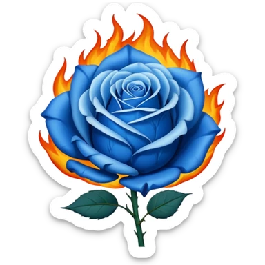 Blue rose in flame sticker