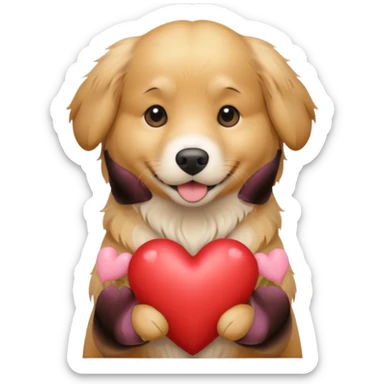 Golden retriever dog with a heart sticker