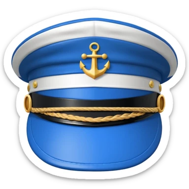 white captain hat with blue circle closeup alone sticker