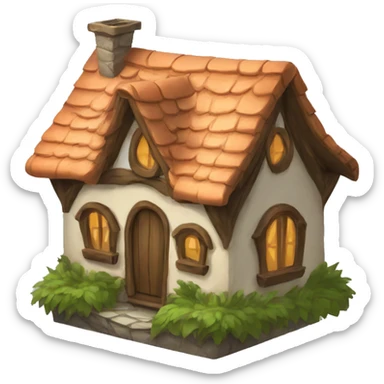 elf house with rolled roof sticker