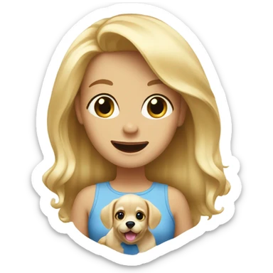 Blonde hair woman excited for puppy sticker
