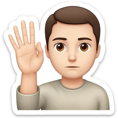person with a serious face, palm out in a stop gesture sticker