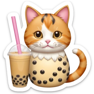 Cat drinking bubble tea sticker