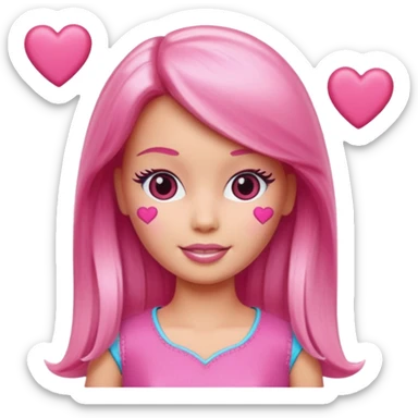 lav en barbie emoji med hjerter istedet for øjne sticker