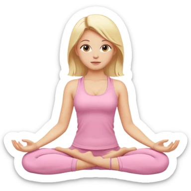 blonde yoga girl light pink clothes n sticker