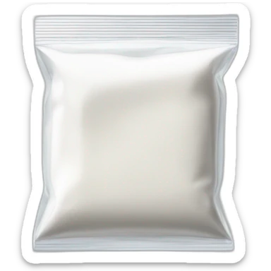 small square transparent ziplock bag, halfway filled with white powder sticker