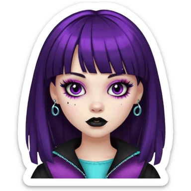 quero uma menina de franja parecendo uma monster h sticker