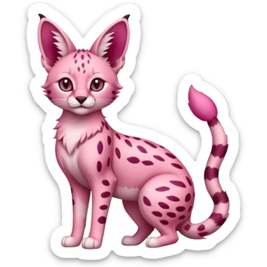 Pink Magenta Pastel-Rose Serval, full body sticker
