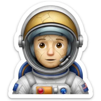 astronaut man with cracked glass helmet  sticker
