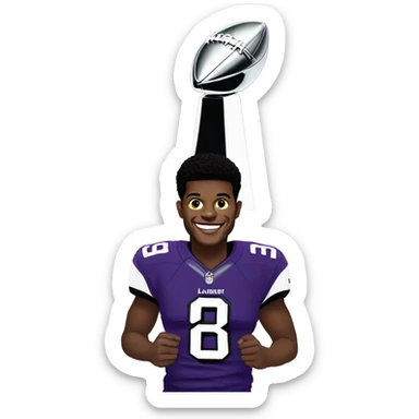 Lamar Jackson holding Super Bowl trophy sticker