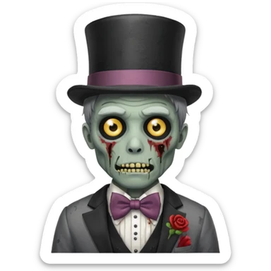 zombie with bow tie and top hat sticker