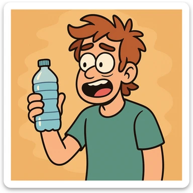 water bottle, flat toon style, vibrant colors sticker