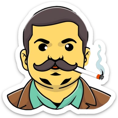 El Chapo drug lord with mustache smoking marijuana sticker