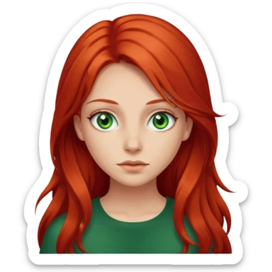 girl with red long hair and green eyes  sticker