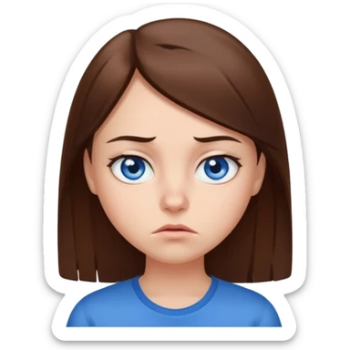 Girl with blue eyes straight brown hair with an annoyed face  sticker