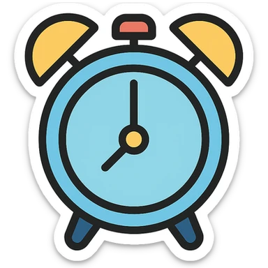 light blue alarm clock, color icon, clean and modern sticker