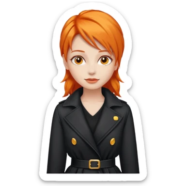 as un mujer de cabbelo anarangado con ropa bonita modelando en una pasarela sticker