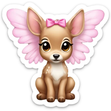 Baby fawn with pink bow and angel wings sticker
