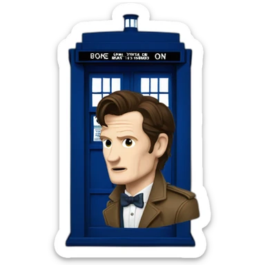 Matt smith with the TARDIS sticker