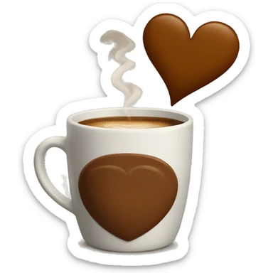 A brown heart with a cup of coffee inside  sticker