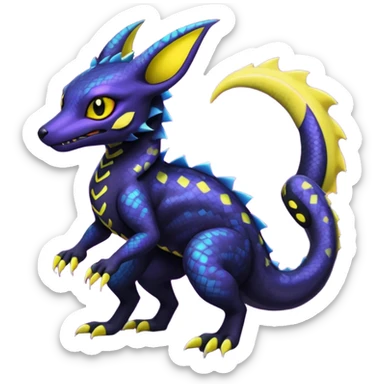 Anthropomorphic Scaley Exotic Salandit-Noibat-Umbreon-Fakémon-hybrid-creature (full body)  sticker