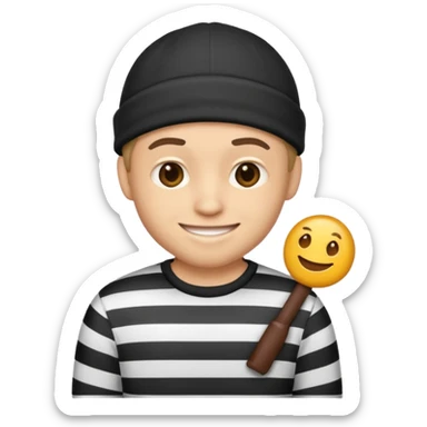 A theif robber emoji,Stripped shirt. sticker