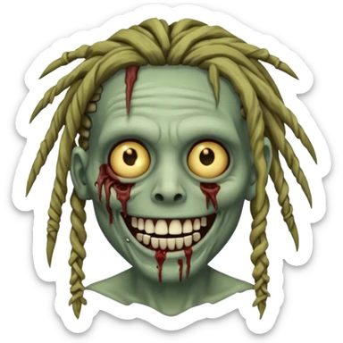 zombie with dreads with braces smiling  sticker