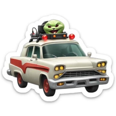zuul ghostbuster driving a car looking happy sticker