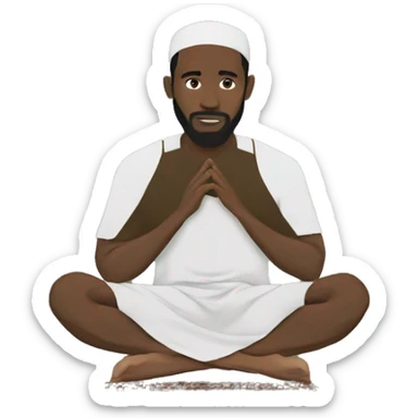 Black Muslim man praying rug sticker