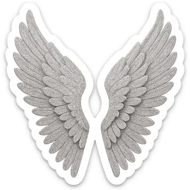 Silver glitter wings, remove background sticker