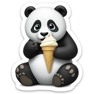 Panda eating ice cream sticker
