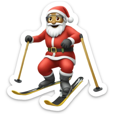 santa skiing on a slope sticker