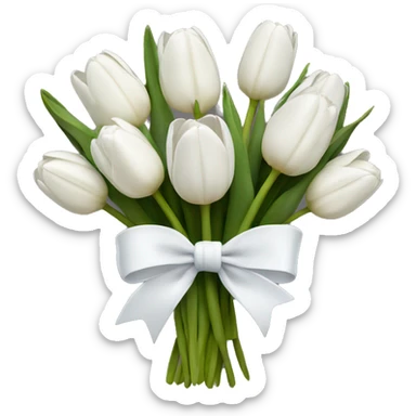 white tulip bouquet with a white bow holding the flowers together sticker