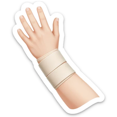 Arm with bandage around elbow showing tendon pain sticker