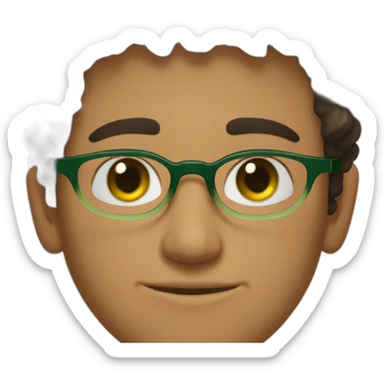 pakistani 19 year old guy with green eyes and curly short dark brown hair and green glasses sticker