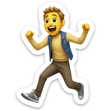 a happy man shouting and jumpingf sticker
